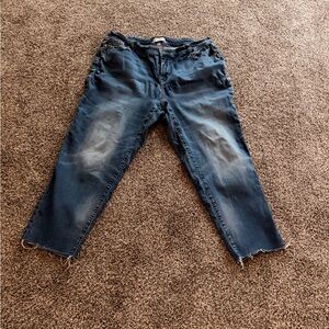 Trendy Frayed Hem Denim Pants